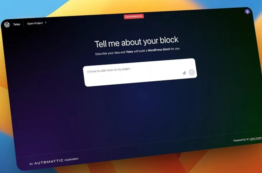 وردپرس از Telex پرده برداشت؛ ابزار هوش مصنوعی برای توسعه آسان وبسایت وردپرس از Telex پرده برداشت؛ ابزار هوش مصنوعی برای توسعه آسان وبسایت