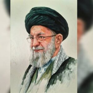 هم‌آوایی نقاشی و شعر علی داودی در سوگ رهبر شهید